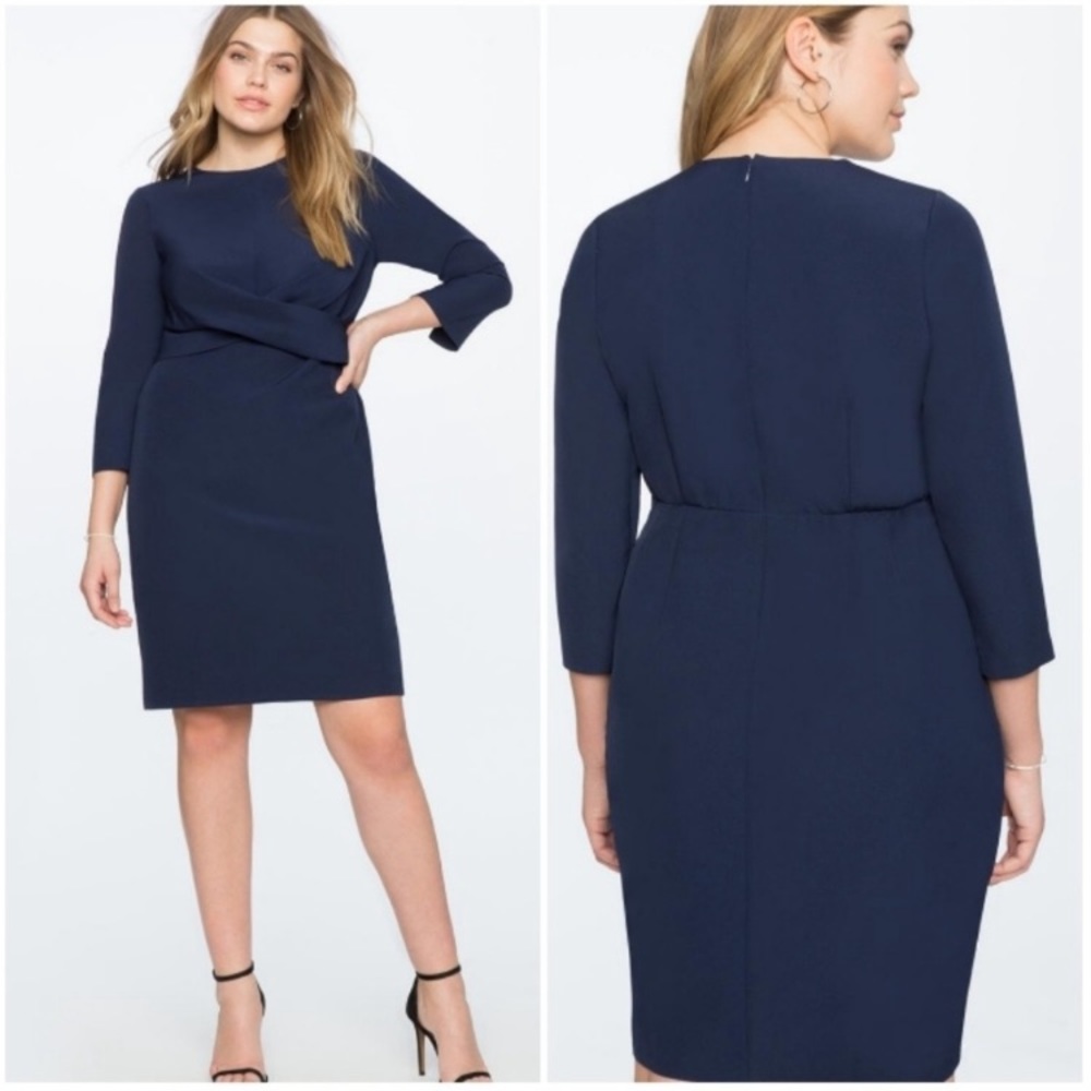 Eloquii Navy Blue Cross Front Dress